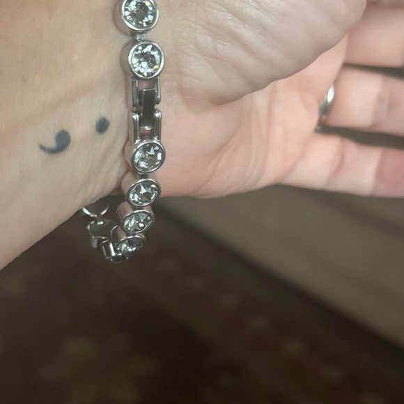 Touchstone Crystal Silver Tennis Bracelet - Picture 5 of 7